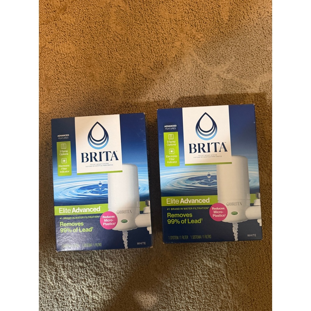 2 Pack Brita Elite Advanced Faucet Mount Water Filter System White Lead Removal